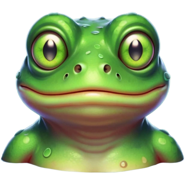 zombie frog portrait, head and shoulders only, slimy undead skin, glowing green eyes, funny creepy look, 3D cartoon, mobile game icon style, clean background, no text, no watermark
 emoji
