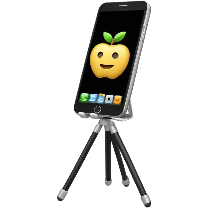 3D Apple-style emoji of a white tripod holding  emoji