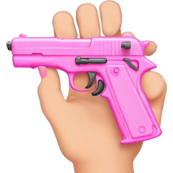 Hand holding pink gun with pink nails  emoji