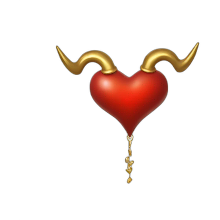 Red heart frame with gold horns emoji