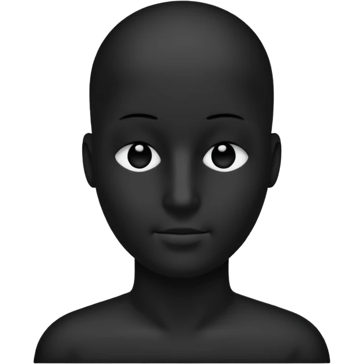 completely flat black silhouette, no facial features, no eyes, no no nose, no lips, no hair emoji