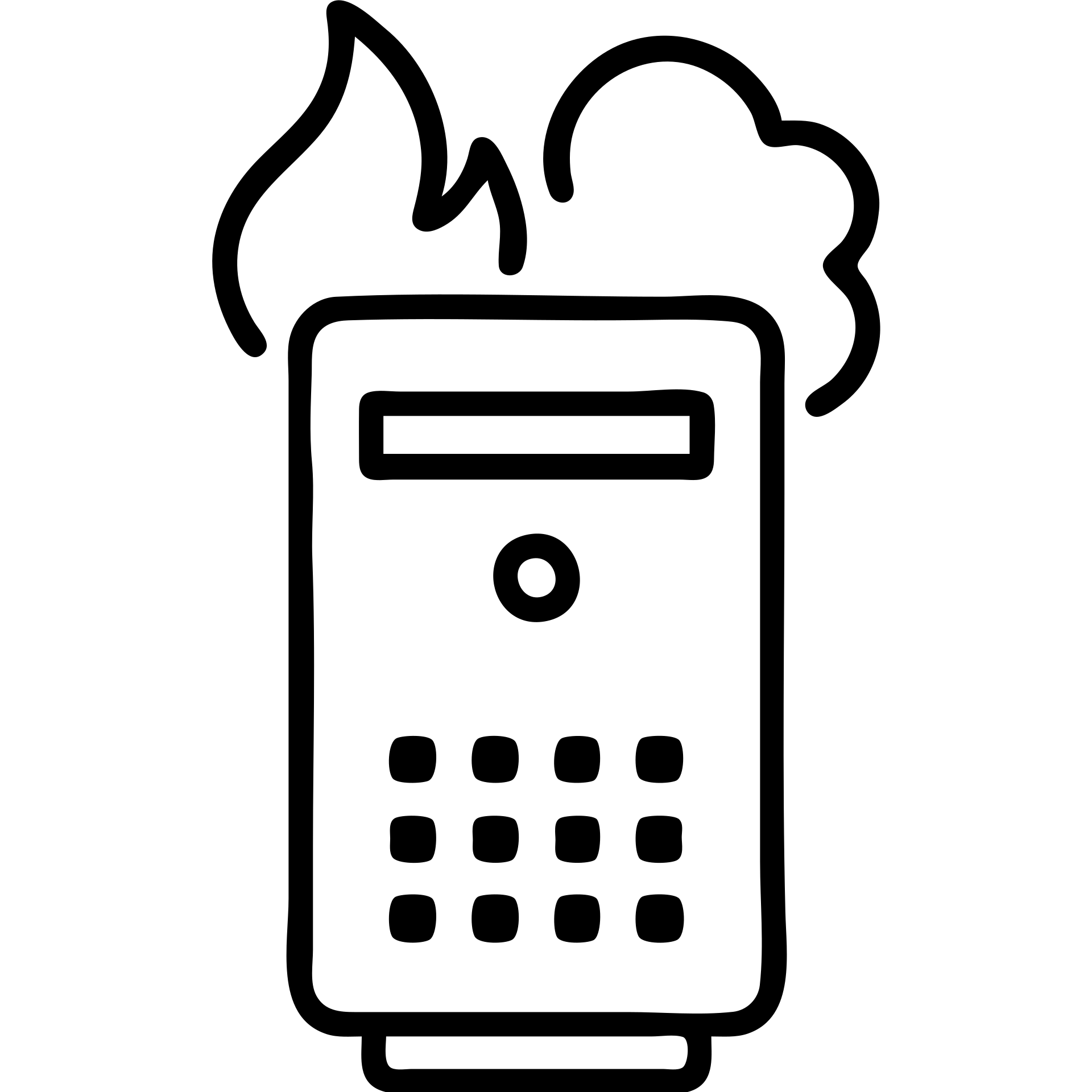 minimalistic icon of a PC tower with smoke and fire emoji