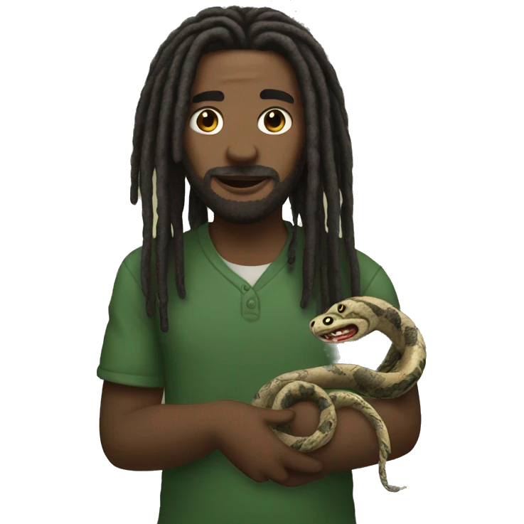 someone with dreads holding a snake emoji