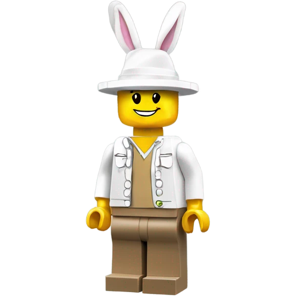 Lego toy whole body with rabbit hat one white guy white  emoji