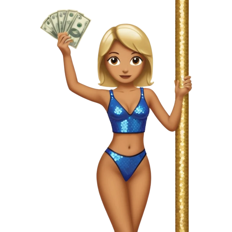 A stripper on a stripping pole with money emoji