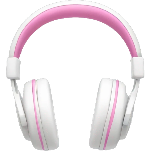 White headphones with pink bow emoji