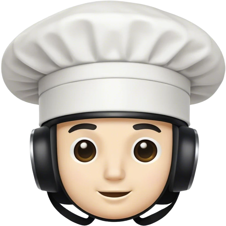 Blacked out motorcycle helmet with a white chefs hat on top emoji