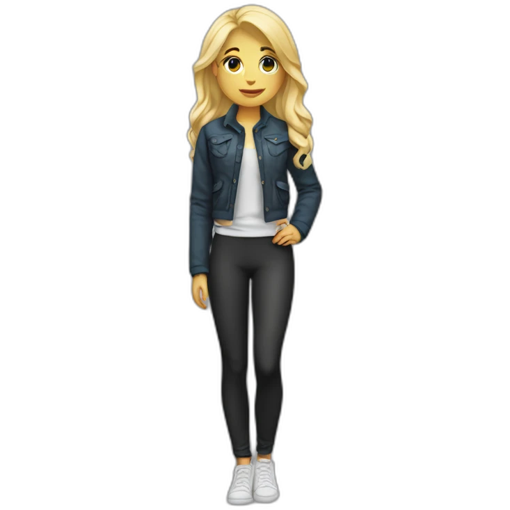 Blonde girl in leggings with jacket tied around waist emoji