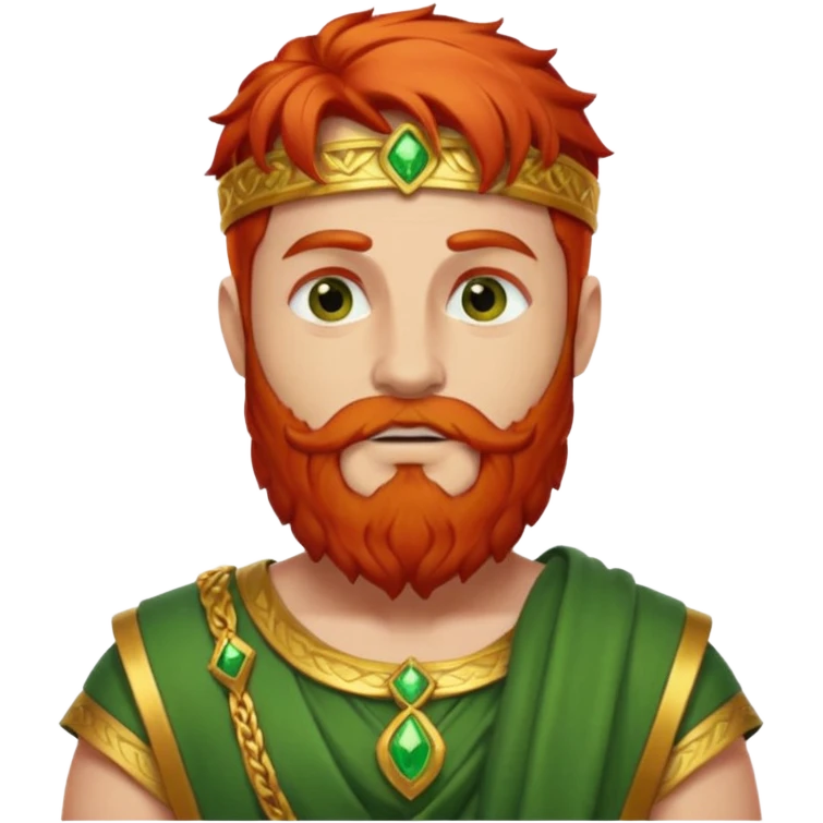 Priapus, God of Fertility from Gods and Goddesses with red hair and beard, gold and green outfit emoji