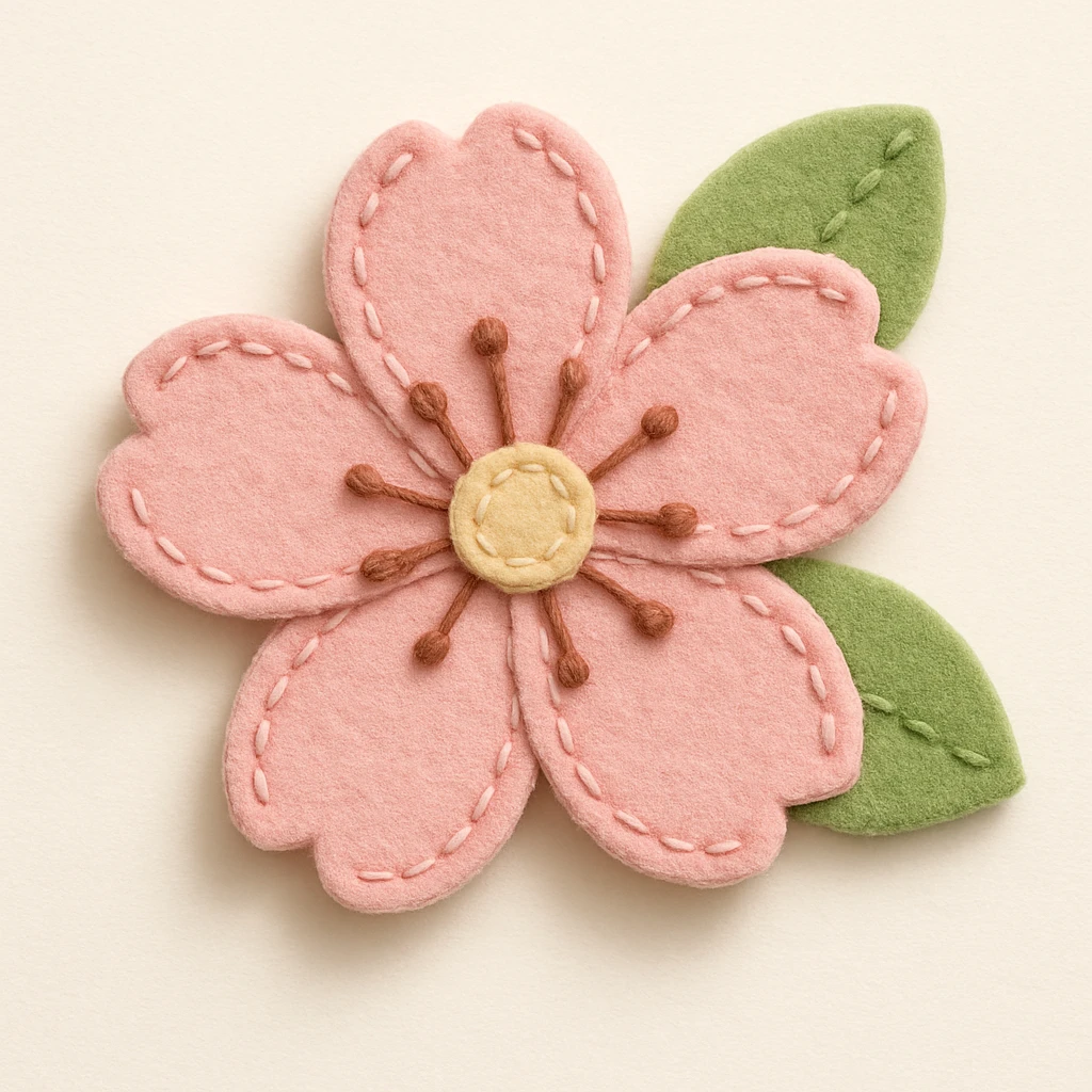 sakura cherry blossom felt patch style emoji