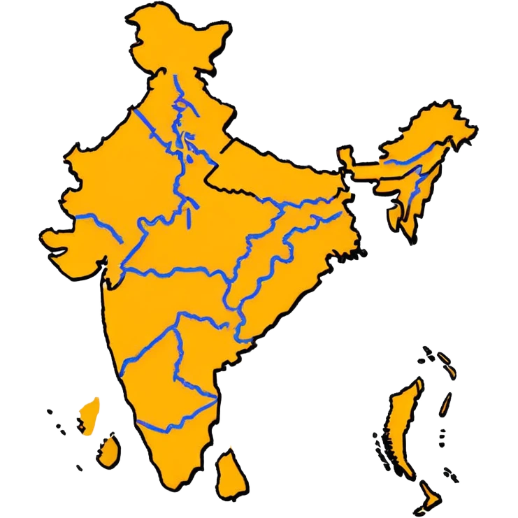 India map with saffron colour ( akhand Bharat ) with proper state emoji