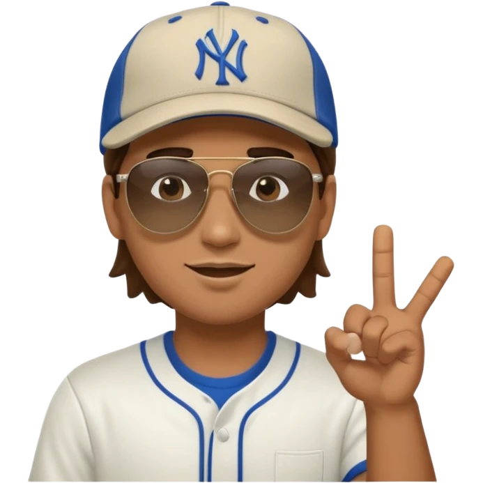 Cool hip guy with NY baseball cap and sunglasses flipping someone off emoji