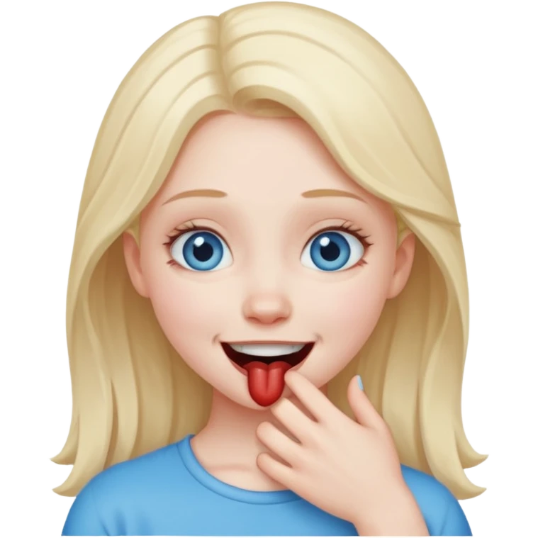 Girl smiling choking herself emoji