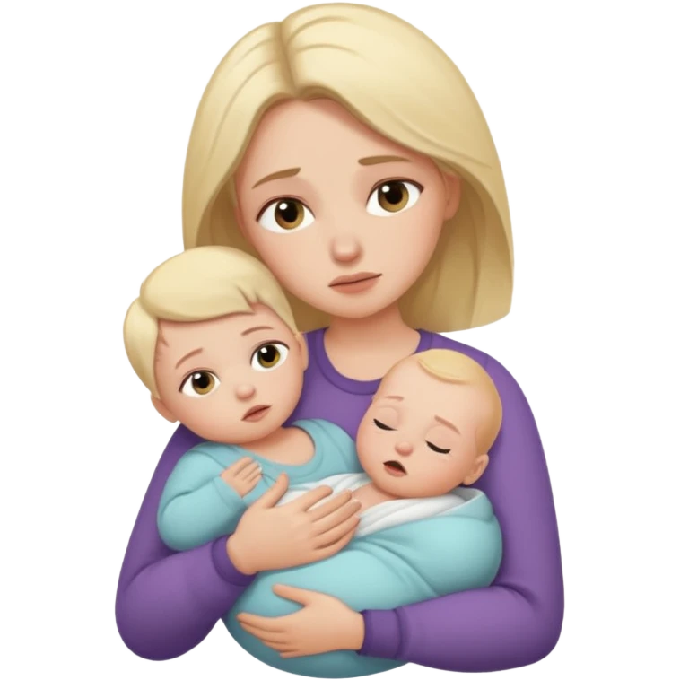 exhausted lady with baby emoji