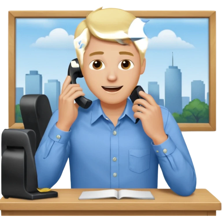 office-boss-excited-phone-desk-blonde-man emoji