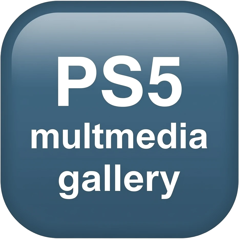 icone style en couleurs  avec ecrit  ps5 galerie multimedia emoji