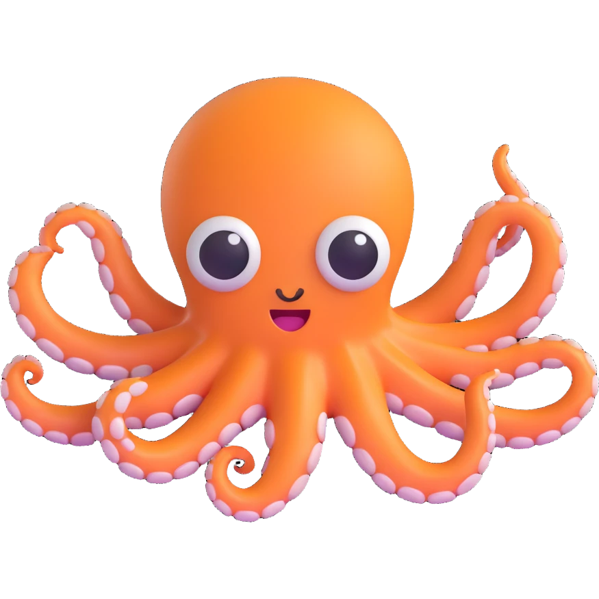 octopus, 3D emoji style emoji