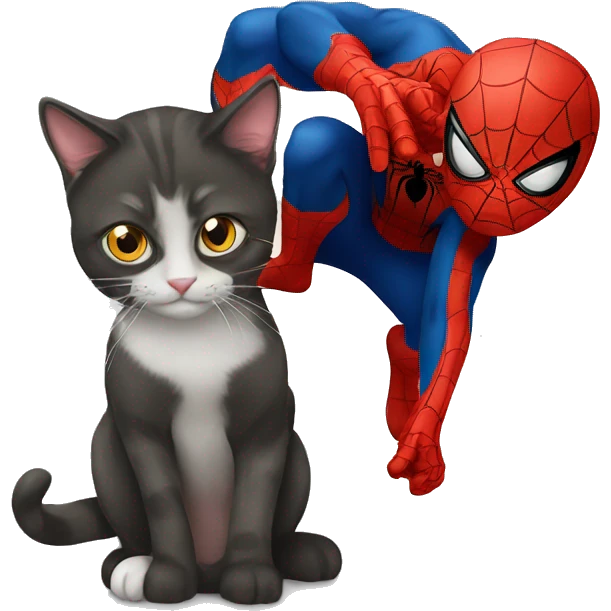 cat with spiderman emoji