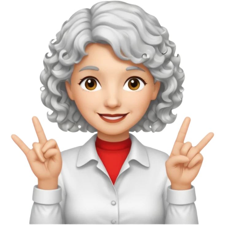 silver, short, wavy-haired with curls, smiling pretty lady, index/middle fingers crossed on right hand

 emoji
