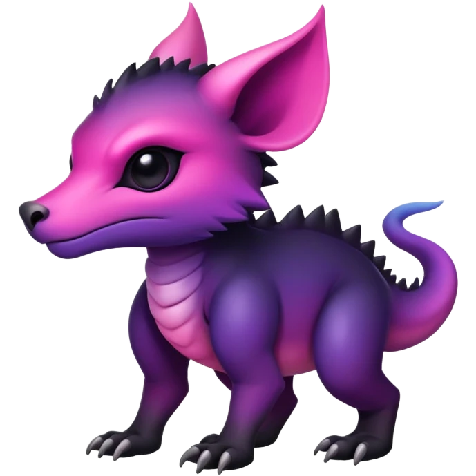 Cool Edgy Black-pink-purple-gradient badass vernid-animal-creature full bodyd emoji