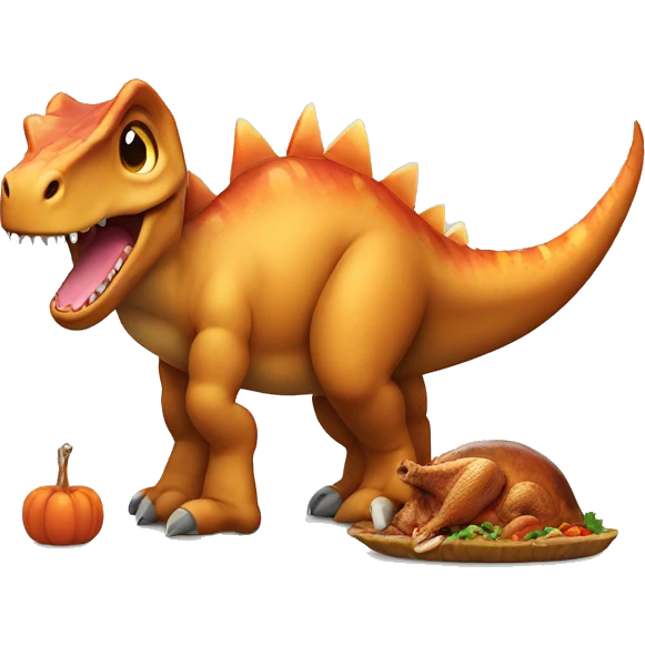 Dinosaur with Turkey emoji