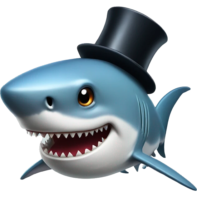 Shark with a top hat emoji