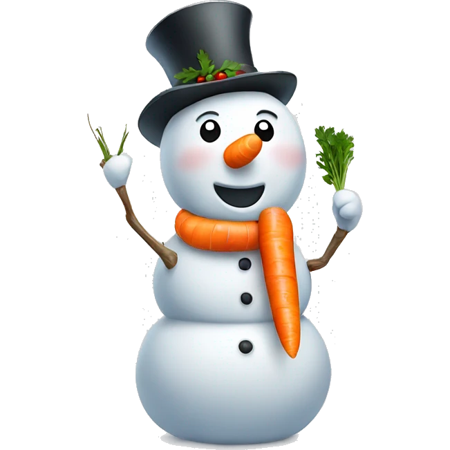 Snowman with carrot in his hand emoji