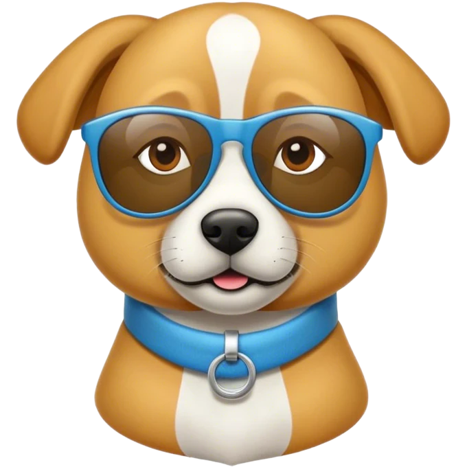 Ein Hund der Klamotten mit einer Sonnenbrille und einem Mensch der ihn reitet trägt emoji