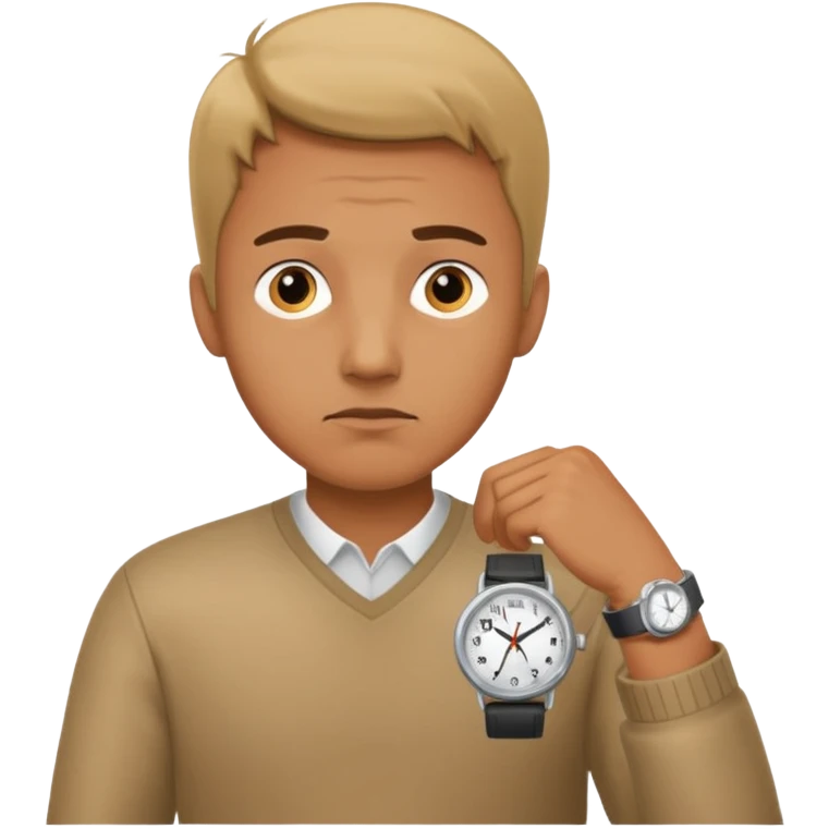 Guy getting inpatient and checking the time  emoji