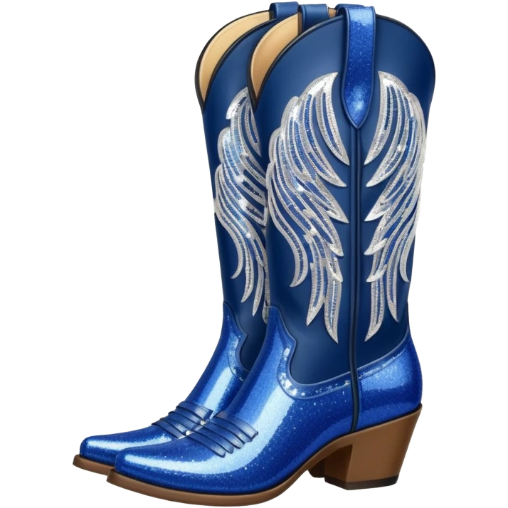 Realistic navy blue fashion cowgirl boots with sparkly shiny glitter fringe emoji