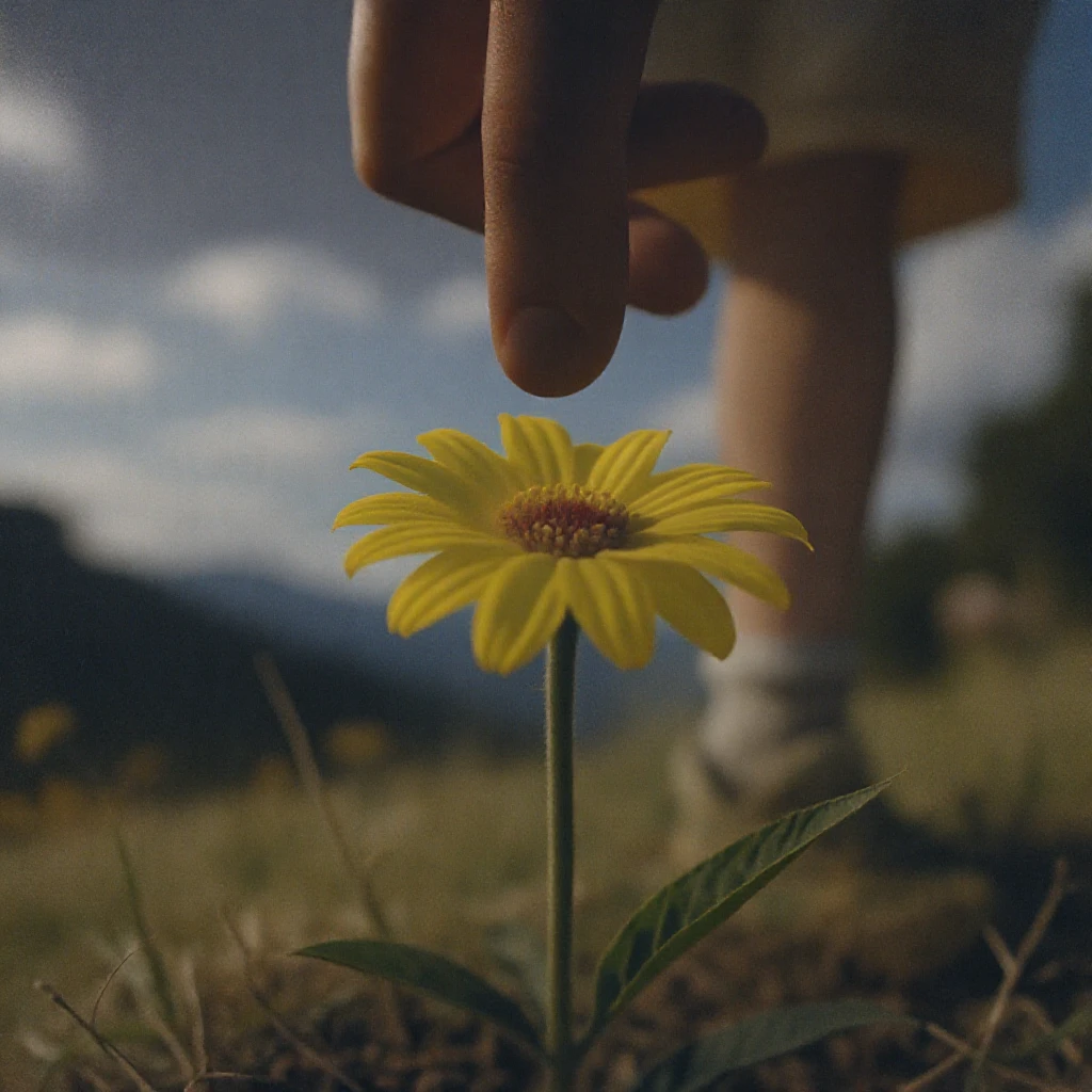 Person peaking from back of the flower with cinematic blur emoji