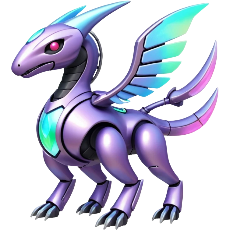 Mechanical Nebulae Beautiful Gorgeous Pretty Pastel Hot Exotic Lush Warm Cute Adorable Colorful Shiny Iridescent Futuristic Modern Cybernetic Protogen-Vernid-Fakémon-Pokémon-creature-fusion (full body) emoji