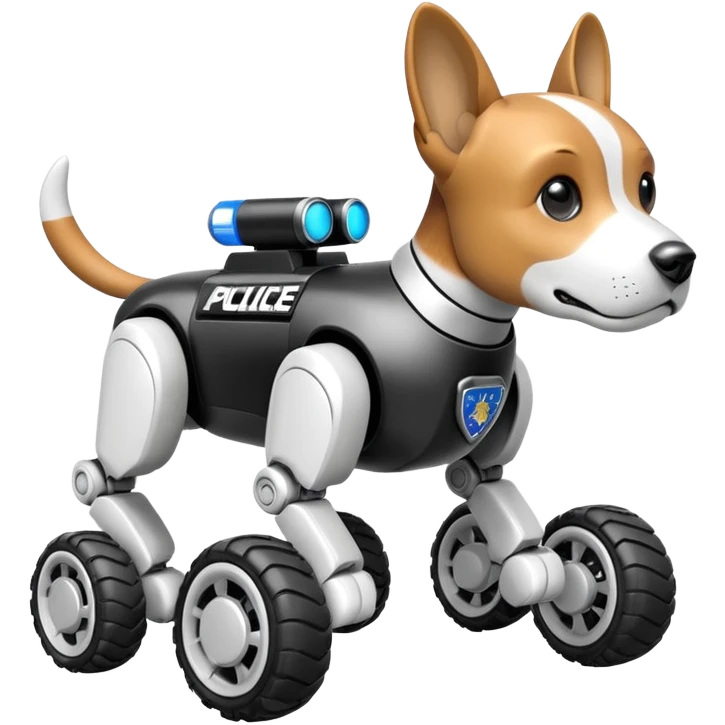 Very fast  jumping Boston dynamics police robotic beagle Sherlock robodog with off-road wheels  emoji