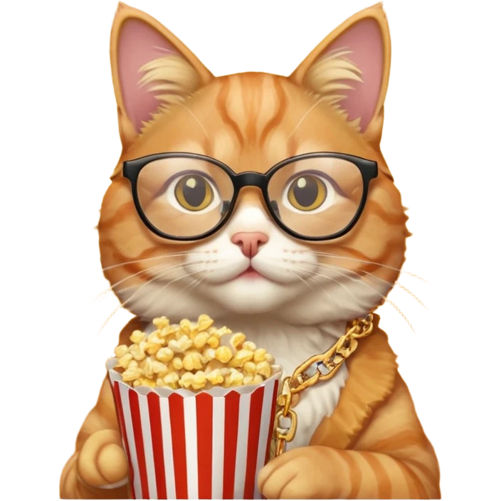 cat with with rapper popcorn with opticals emoji