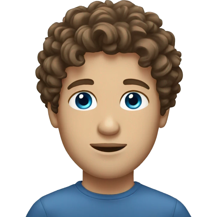 man with curly brown hair and blue eyes emoji