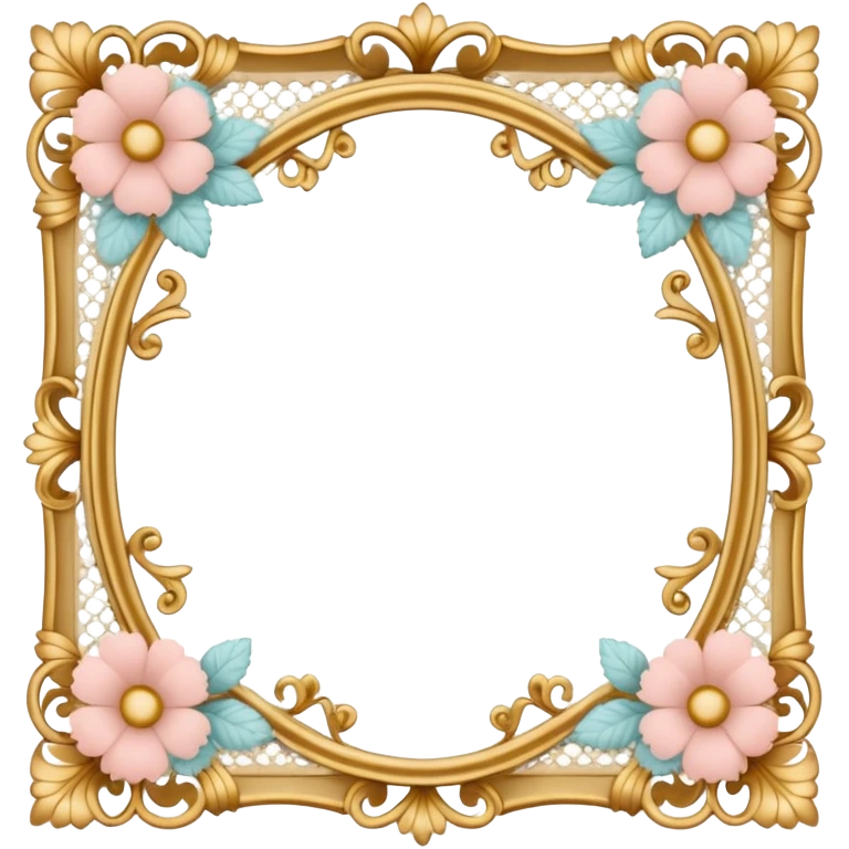 delicate feminine photo frame with lace and flowers emoji