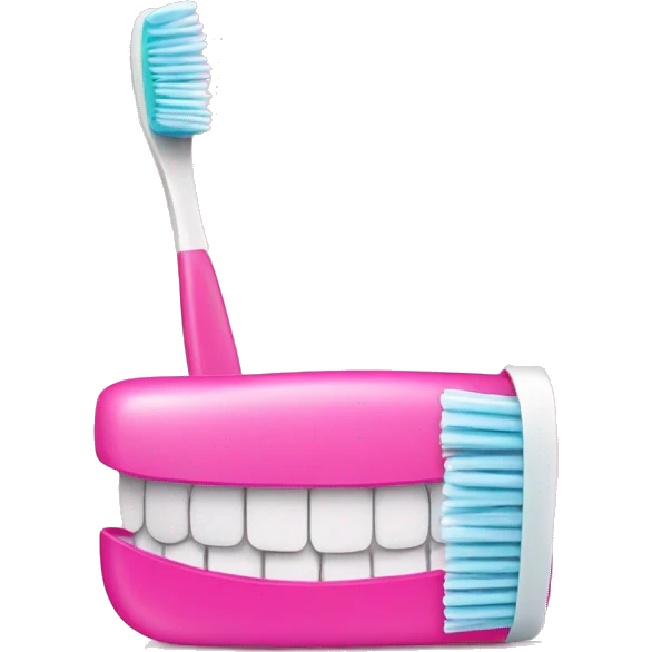 Pink toothbrush and toothpaste  emoji