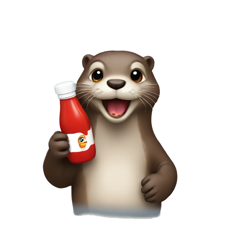 otter holding ketchup bottle emoji