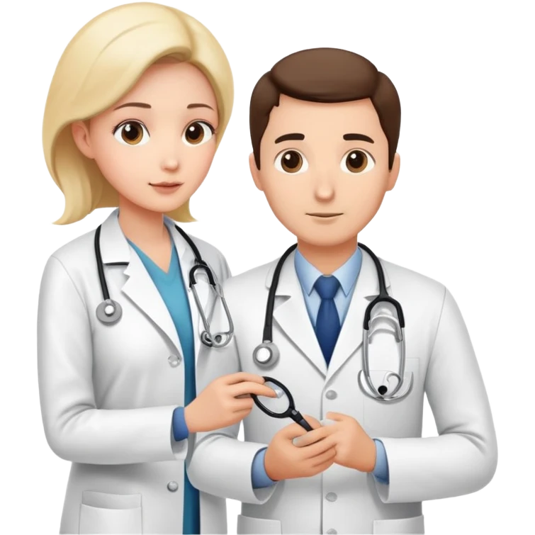 Doctor in white coat examining patient with stethoscope during cancer screening, medical checkup in clinic emoji