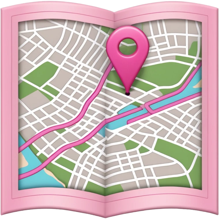 mix pink of a big gps paper map of the lines emoji
