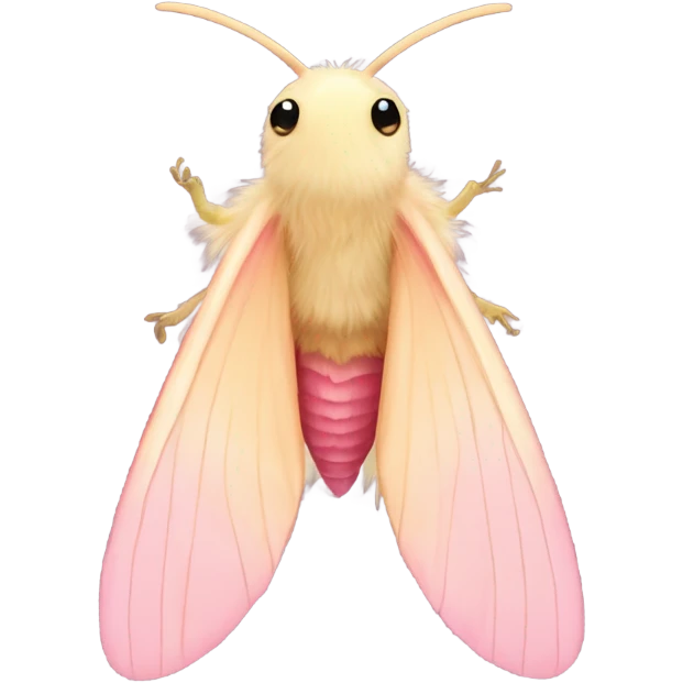 Fluffy pretty Rosy maple moth no mouth emoji
