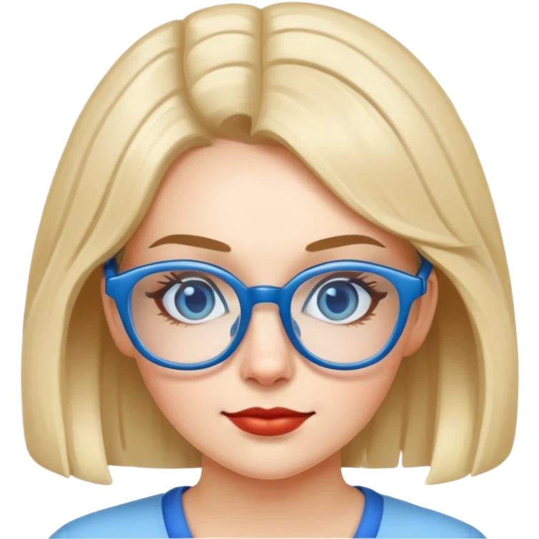 woman nerd with blue glasses emoji