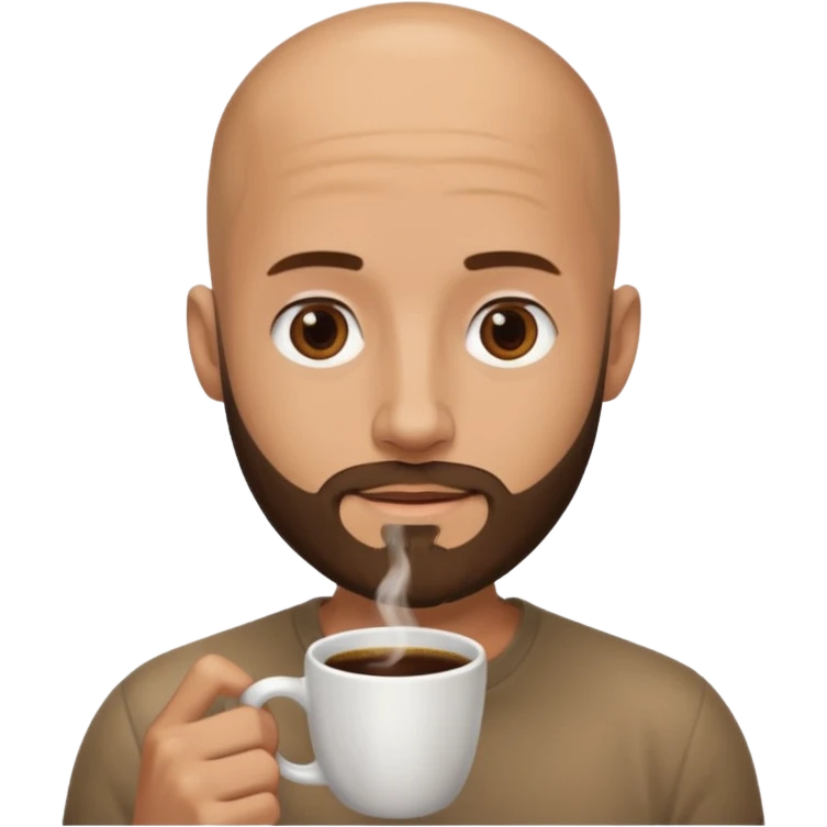 men with coffee no hair, 3 day beard emoji