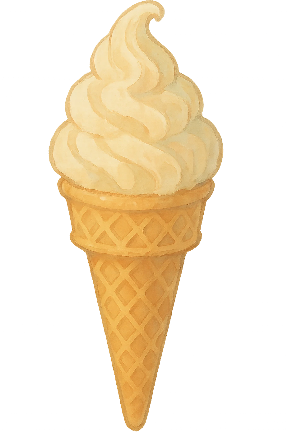 icon of an ice cream cone, soft colors, painterly emoji