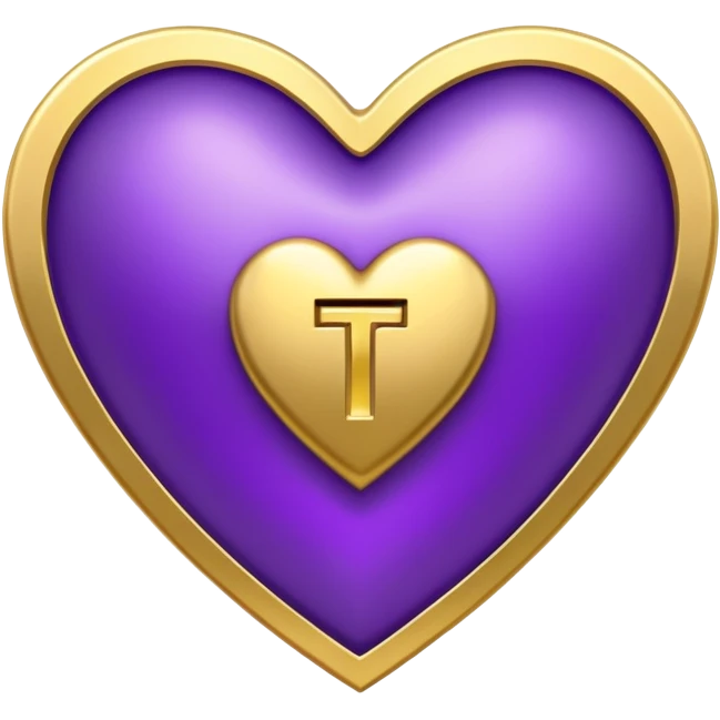The golden Letter “t” inside a Purple Heart emoji