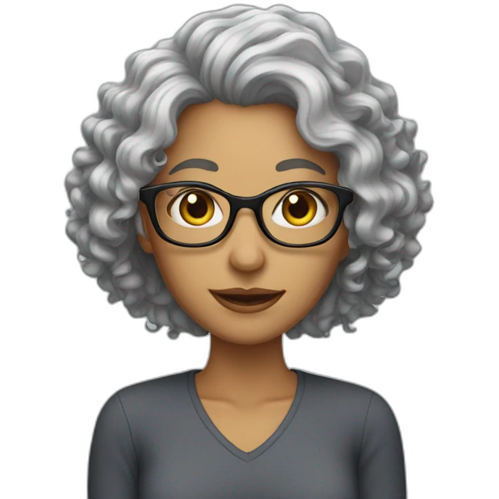 woman glasses long curly grey hair emoji