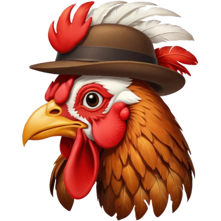 rooster wearing flat hat emoji