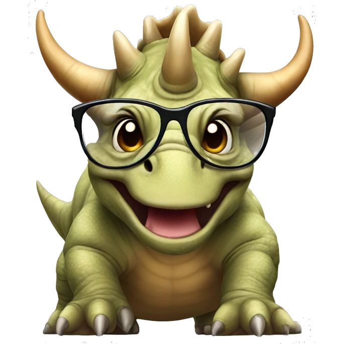 Triceratops with glasses emoji