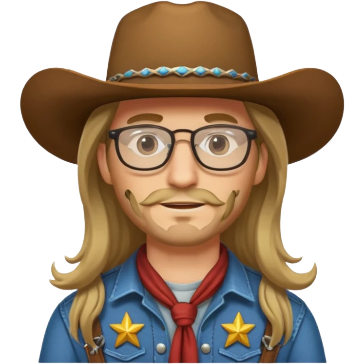 long hair cowboy with glasses emoji