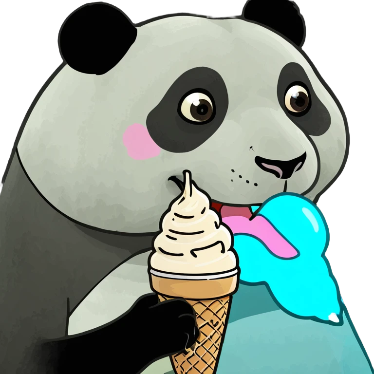 Panda eating ice cream emoji